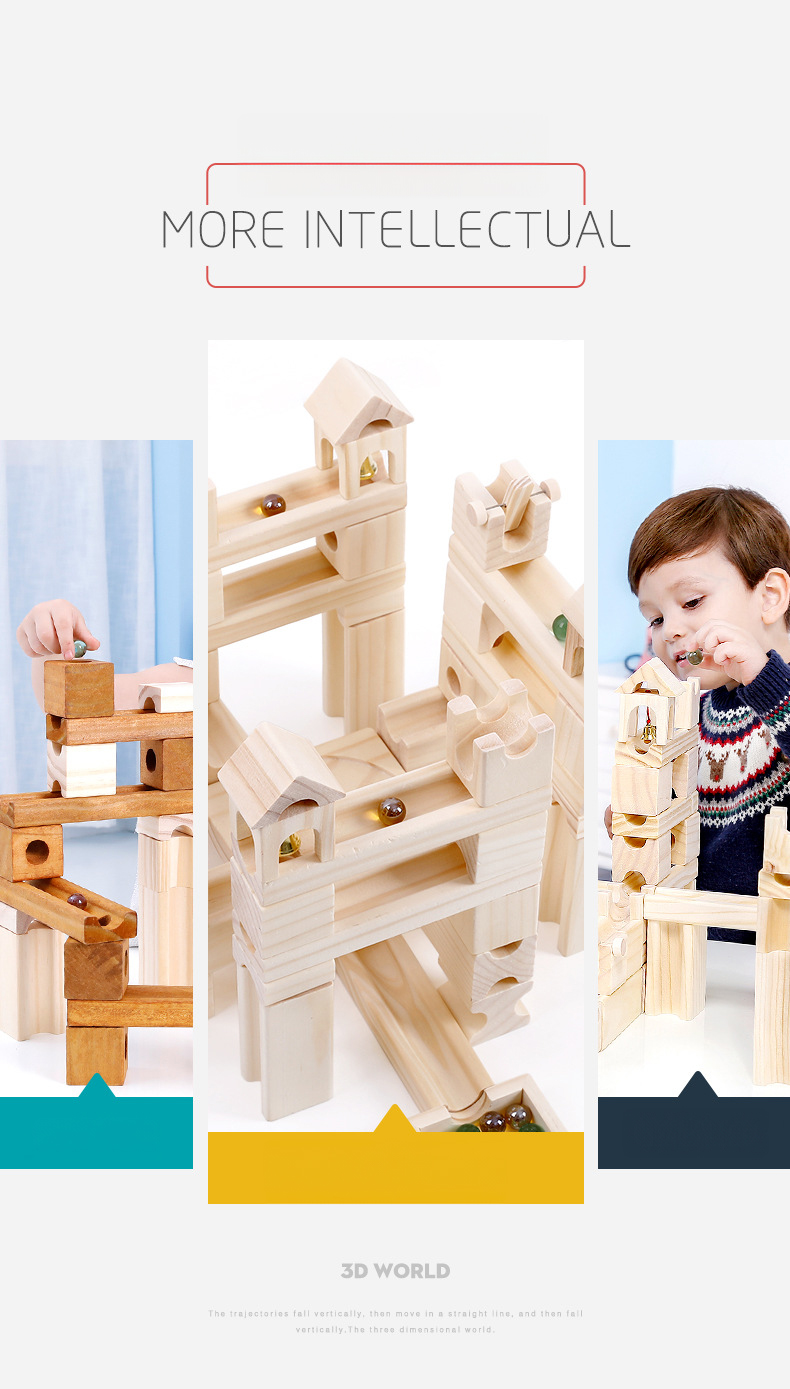 Onshine Wooden Marble Run Building Set 60 Pieces