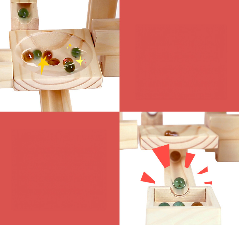 Onshine Wooden Marble Run Building Set 60 Pieces