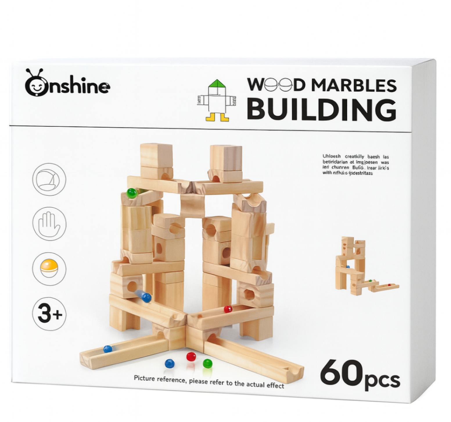 Onshine Wooden Marble Run Building Set 60 Pieces