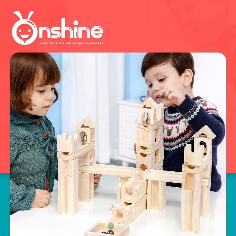 Onshine Wooden Marble Run Building Set 60 Pieces