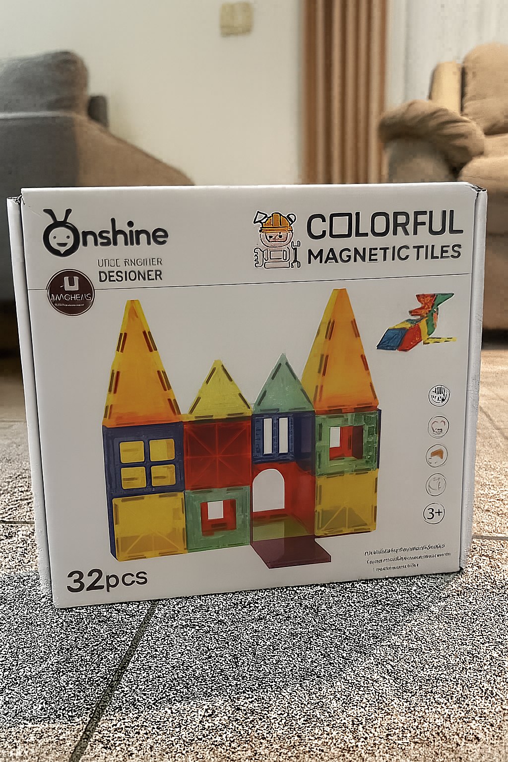 Onshine Colorful Magnetic Tiles – 100 Piece Starter Set