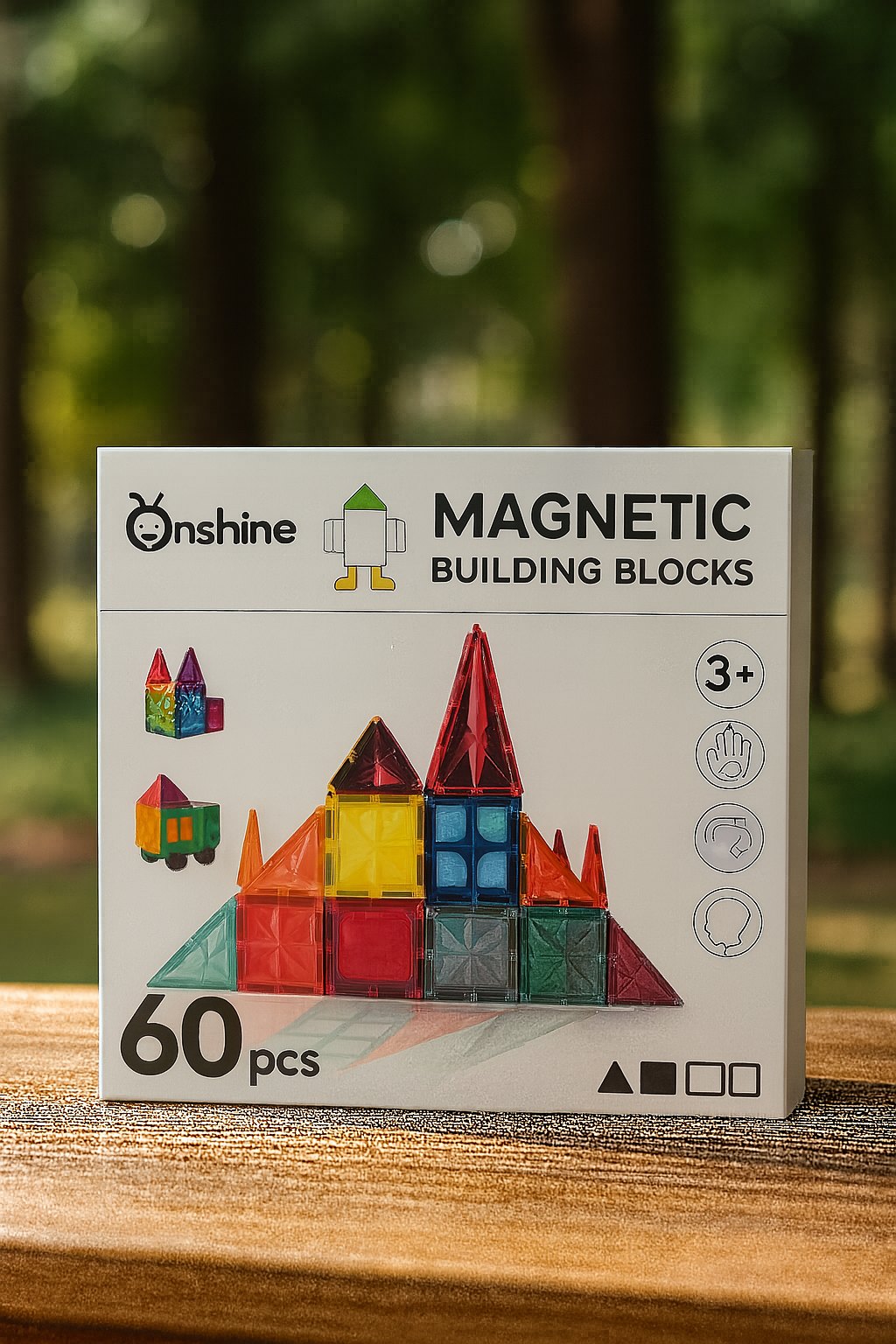 Onshine Colorful Magnetic Tiles – 100 Piece Starter Set