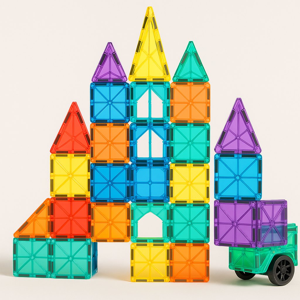 Onshine Colorful Magnetic Tiles – 100 Piece Starter Set